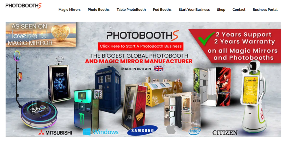 Example of photobooth small business website banner